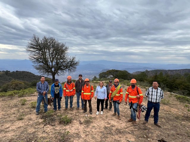 Lupita Ramírez Plaza, lideró una visita a la comunidad de Cuatro Palos para supervisar los avances de la brigada de saneamiento forestal.